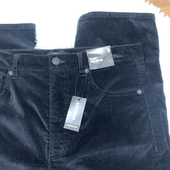 Express Black Velvet Super High Rise Straight Pant- NWT - Picture 8 of 16